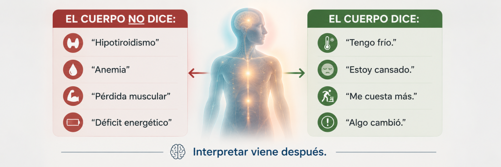 El cuerpo expresa señales como frío o cansancio, pero esas señales no equivalen por sí solas a un diagnóstico.